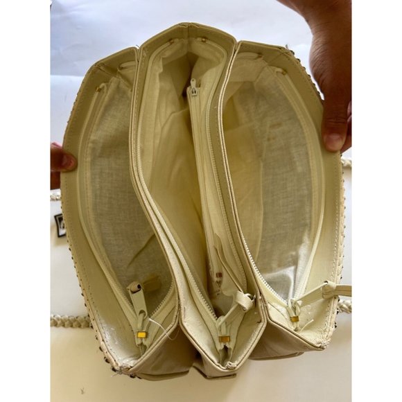 Vintage 1980's Allan Edward Handbag 12 x 18 Double Strap Mosaic Mesh Squares - Picture 4 of 10